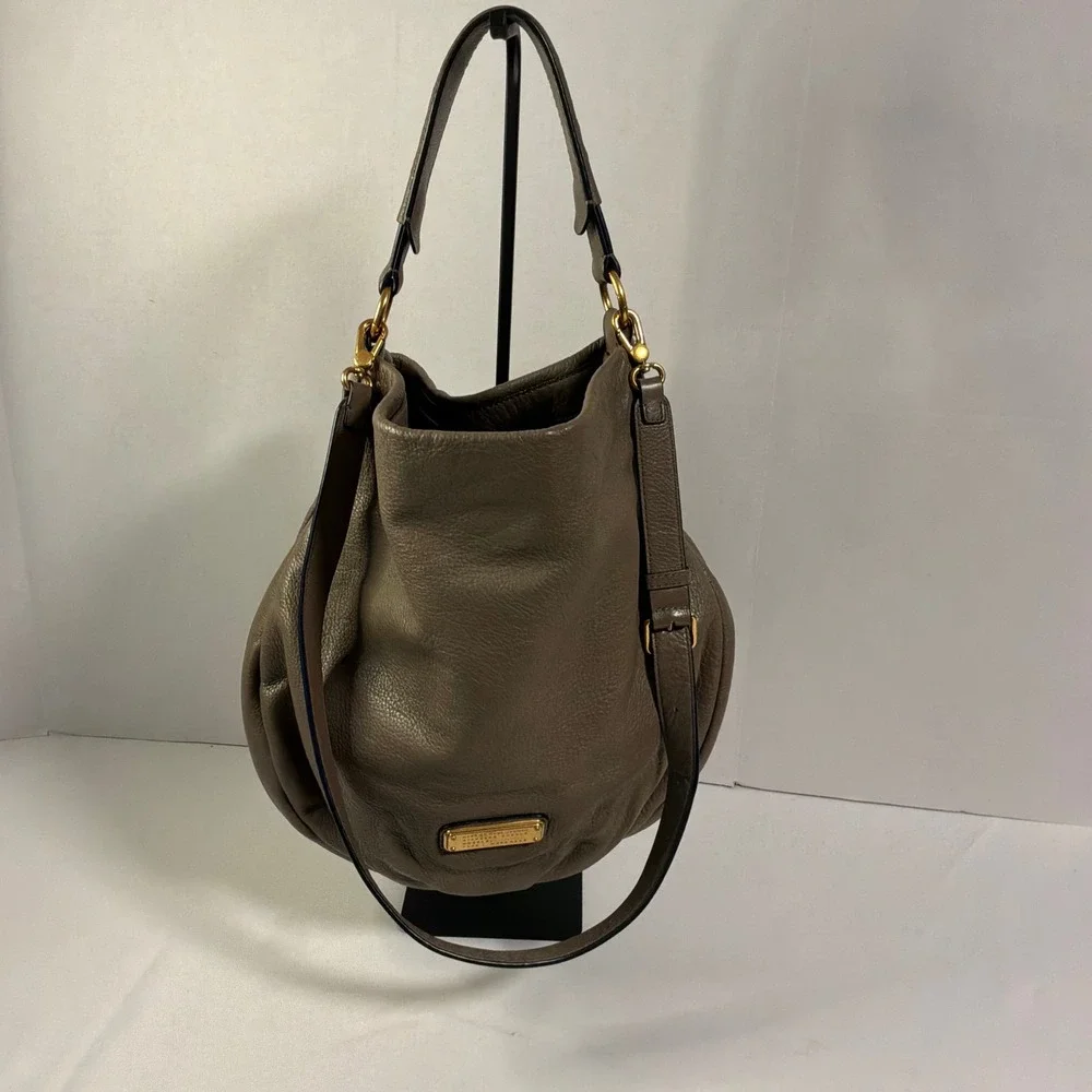 Marc By Marc Jacobs Hillier Hobo Bag Large Taupe Leather Crossbody Handbag